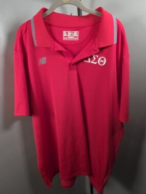 New Balance Bright Pink Polo with Greek Letters